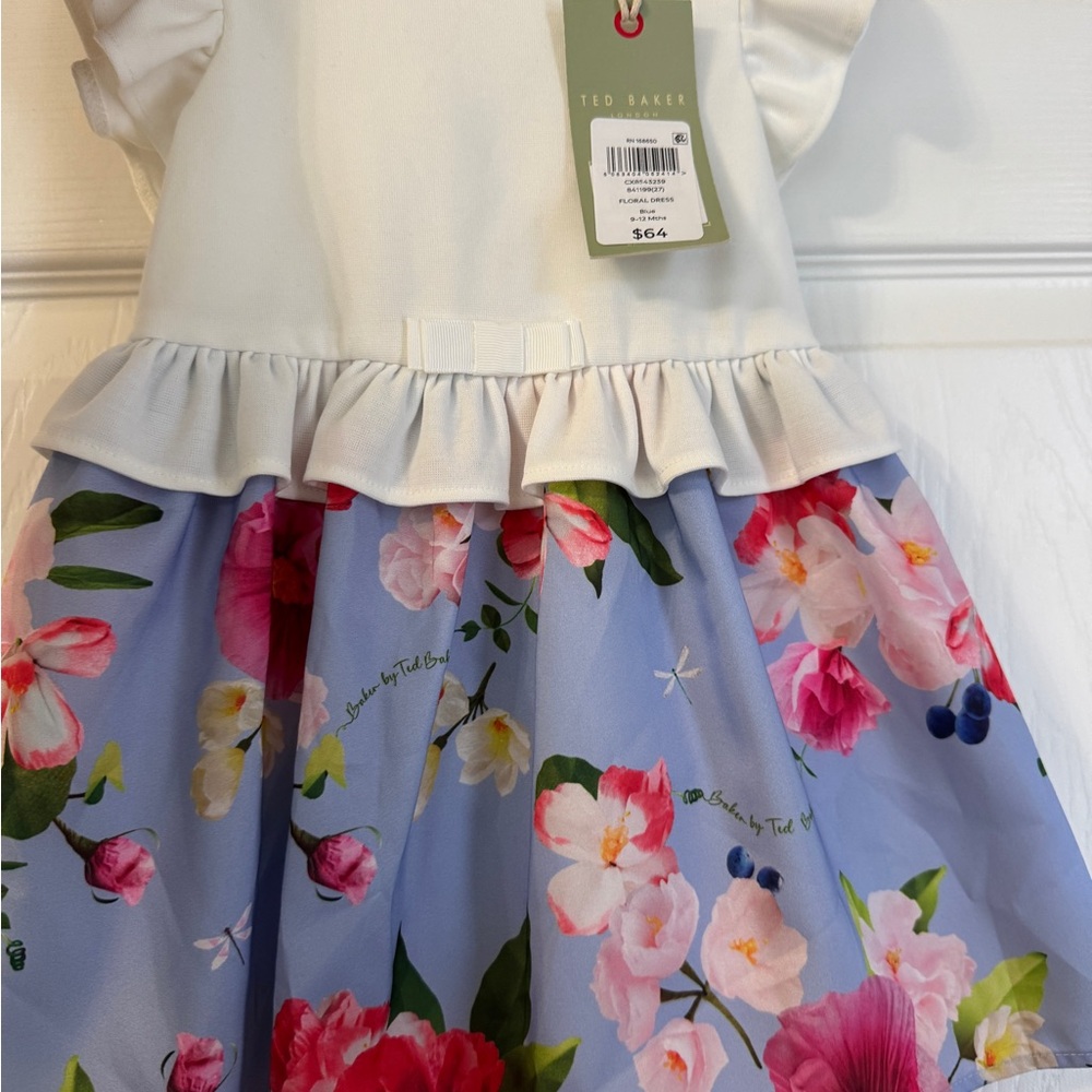 Ted Baker Cream Ruffled Sundress with Flutter Sleeves
